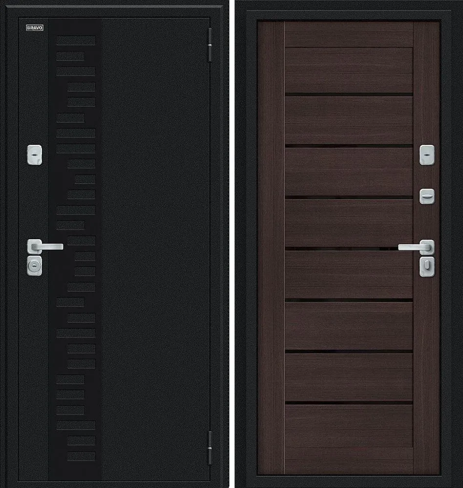 Фото Дверь Браво Thermo Техно Декор-2 Букле черное/Wenge Veralinga DIS006772