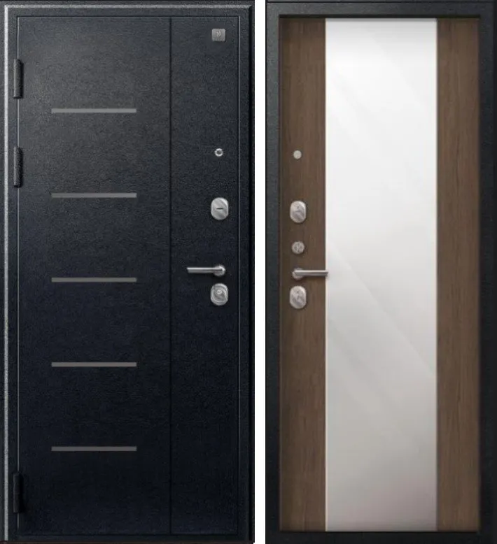 Фото Дверь V-04 Черный муар - Миндаль Зеркало DIS007343